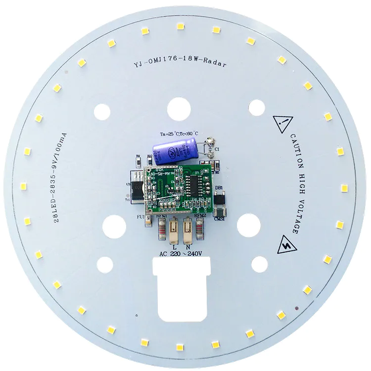 18W 110 lm/W SMD AC DOB Driverless LED Module PCB Board for LED Motion Radar Sensor Ceiling Light