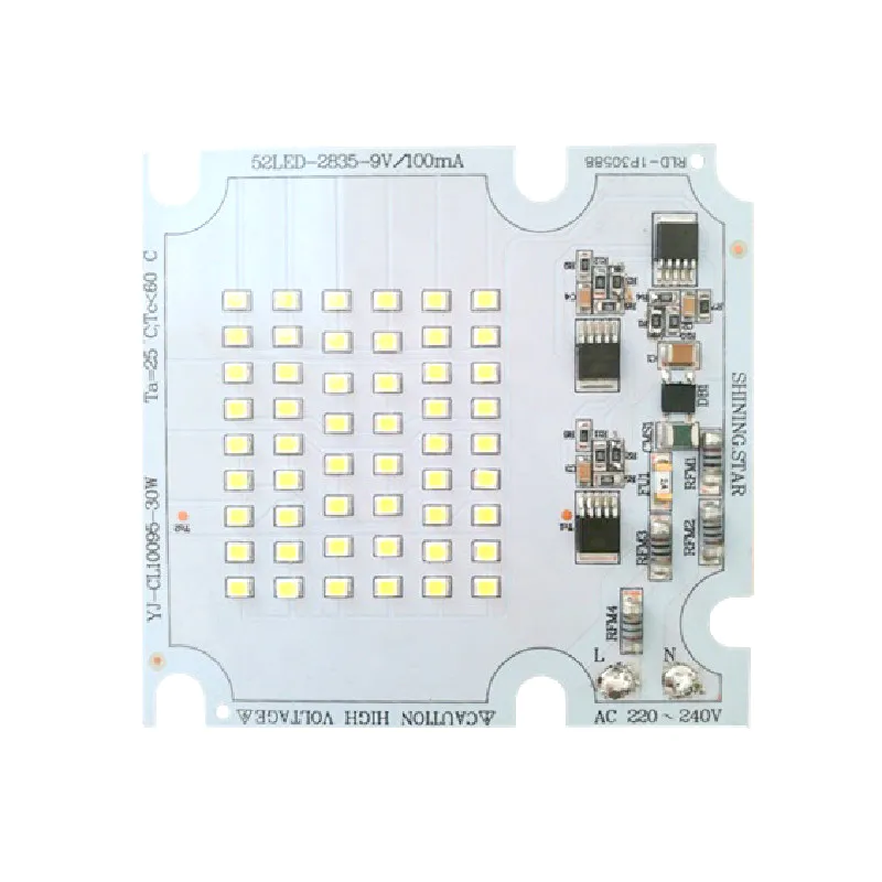 30W 100LM/W AC 220V Square DOB PCB PCBA 220V Input LED Module for LED Streetlight