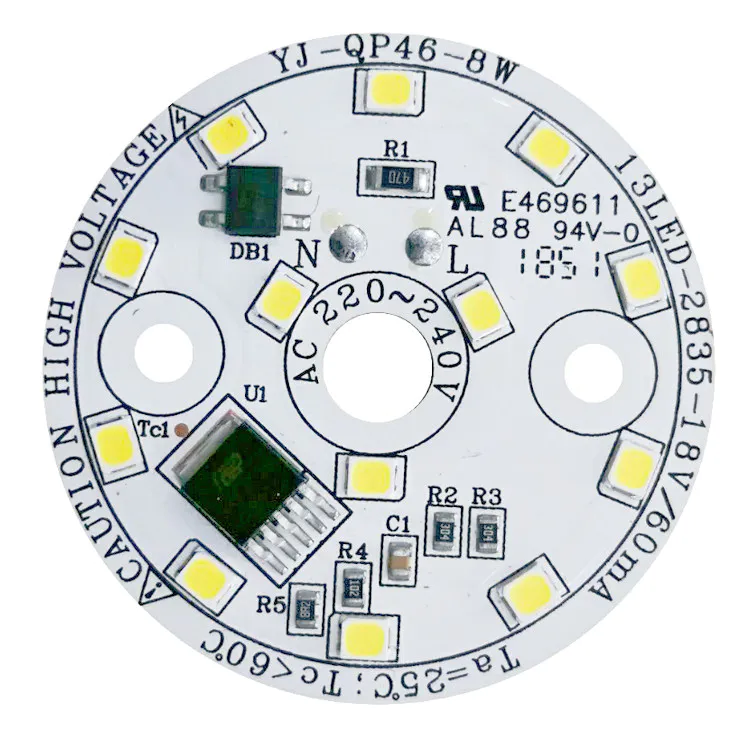 Smd 2835 CE/RoHS Certified 3-Year Warranty 8W 100 LM/W Aluminum LED PCB Board AC Ceiling Module for LED Bulb Light