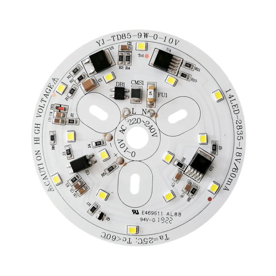 CE & LVD & FCC Certificated 0-10V Dimmable 9W Driverless 220V DOB AC LED PCB Module LED Board for Bulb Light and Downlight